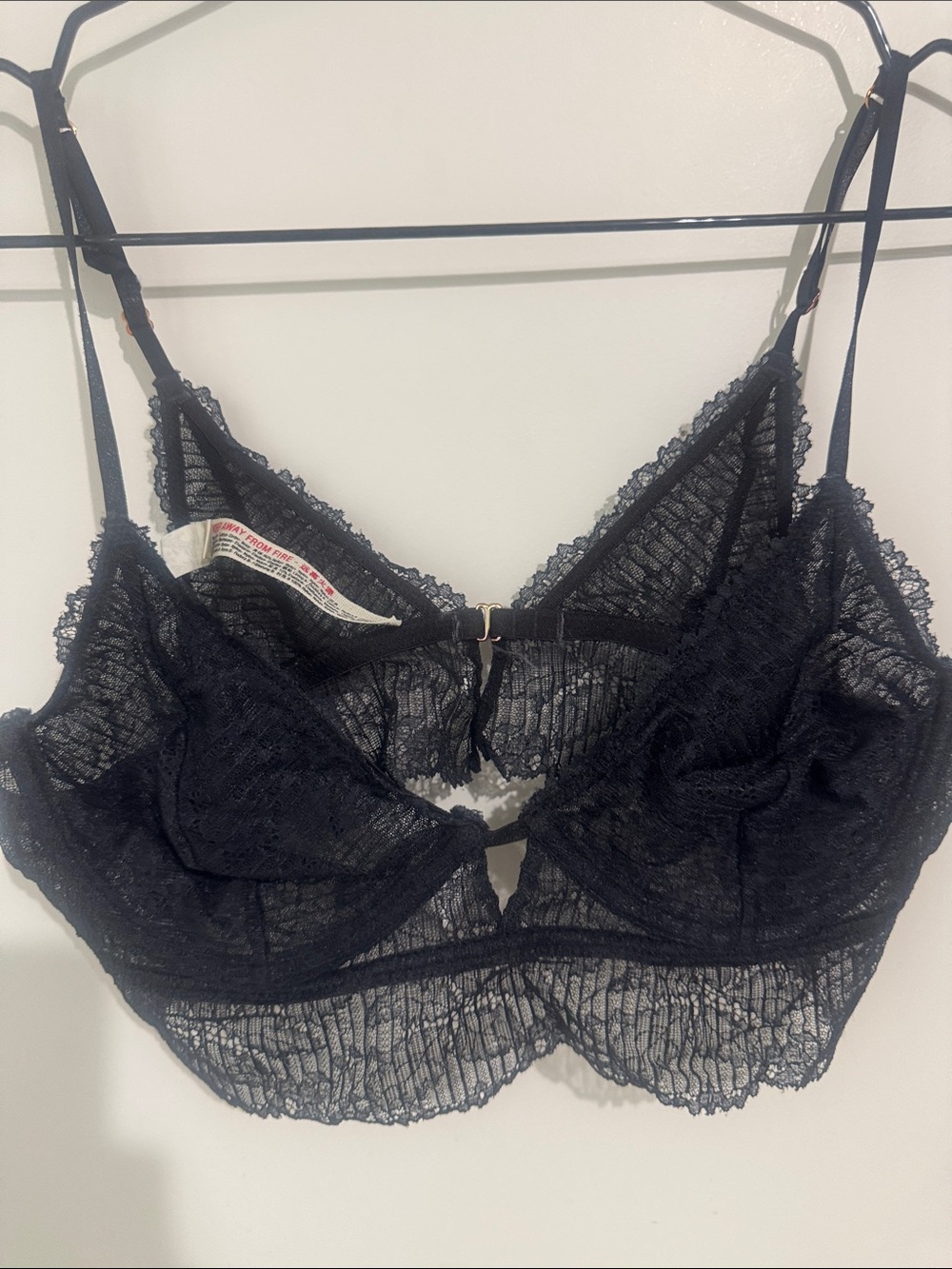 Free people Black Lace Bralette with Adjustable Straps